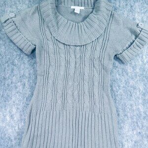 Charlotte‎ Russe Womens Size M Cable Knit Short Sleeve Sweater gray